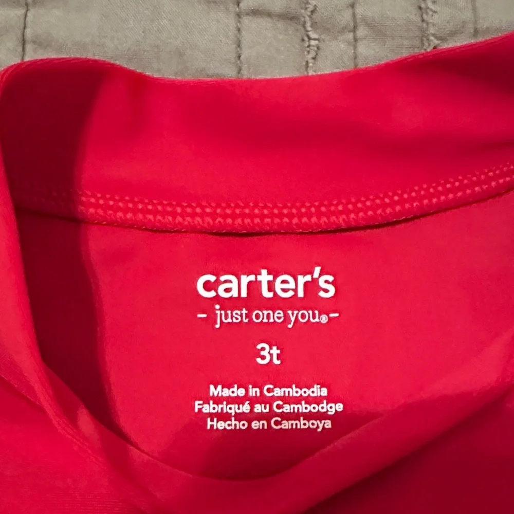 Carter's Vibrant Red Graphic Long Sleeve Top swim top sun protective 3T